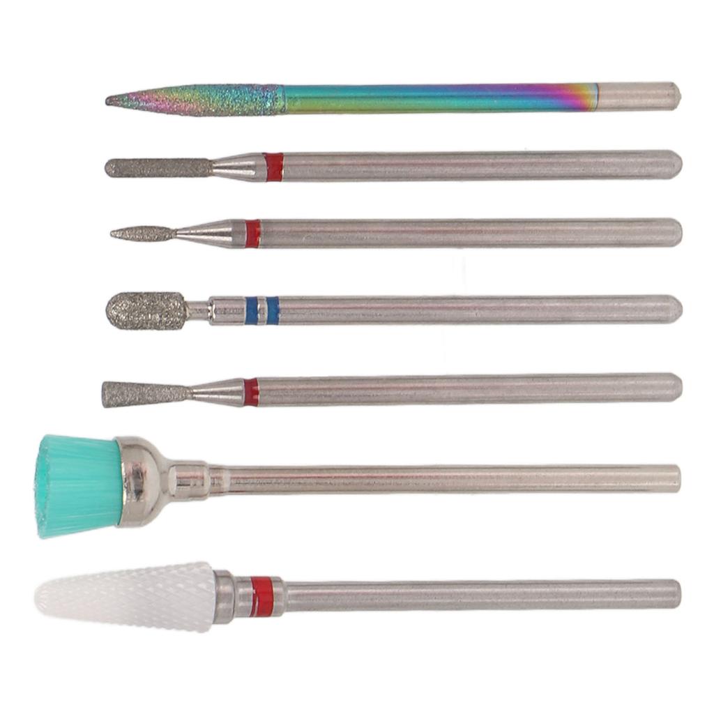 7pcs Ceramic Nail Drill Bit Rotatable Polishing Shaping Portable Cuticle Remover Bits for Nail