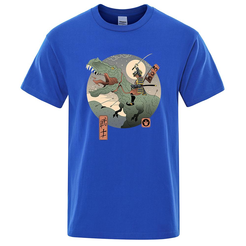 Японская одежда самураев в стиле Харадзюку Ukiyo E Юрского периода, мужская мода, уличная свободная футболка, футболка большого размера, хлопковая футболка