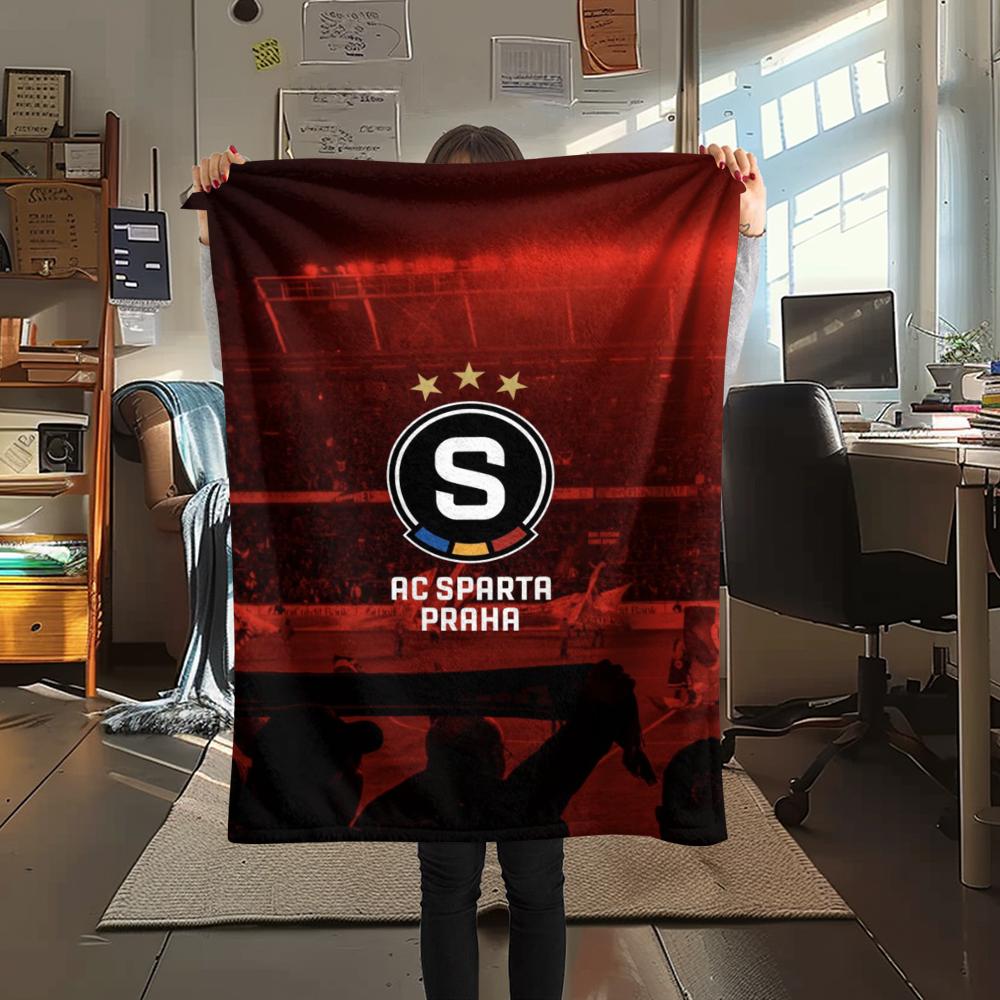 1Pc AC Sparta Praha Print Flannel Blanket, High quality Comfortable for All Seasons, Home Decor, Warmth and Comfort, Perfect for Christmas Gifts
