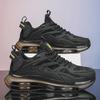 Men's Spring Sports Shoes with Shock-Absorbing Air Cushion, Height-Boosting Design, Black, All-Match Fashion.