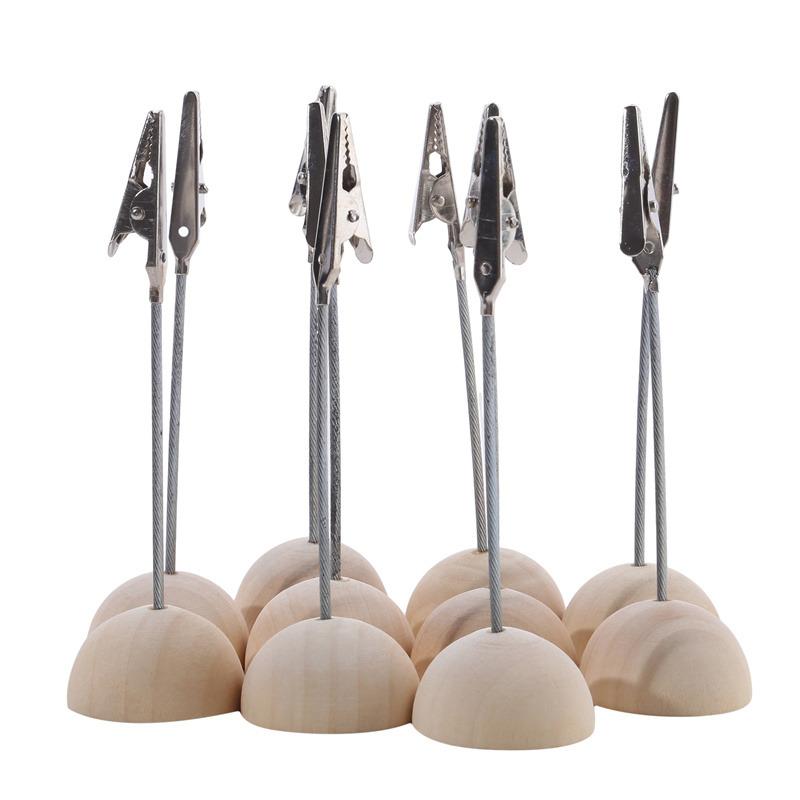 Новый портативный 10 шт./комплект деревянных держателей для карточек с указанием мест, держатели для карточек с указанием мест на свадьбу, настольные романтические фото-заметки, номера, имена, зажимы, основание