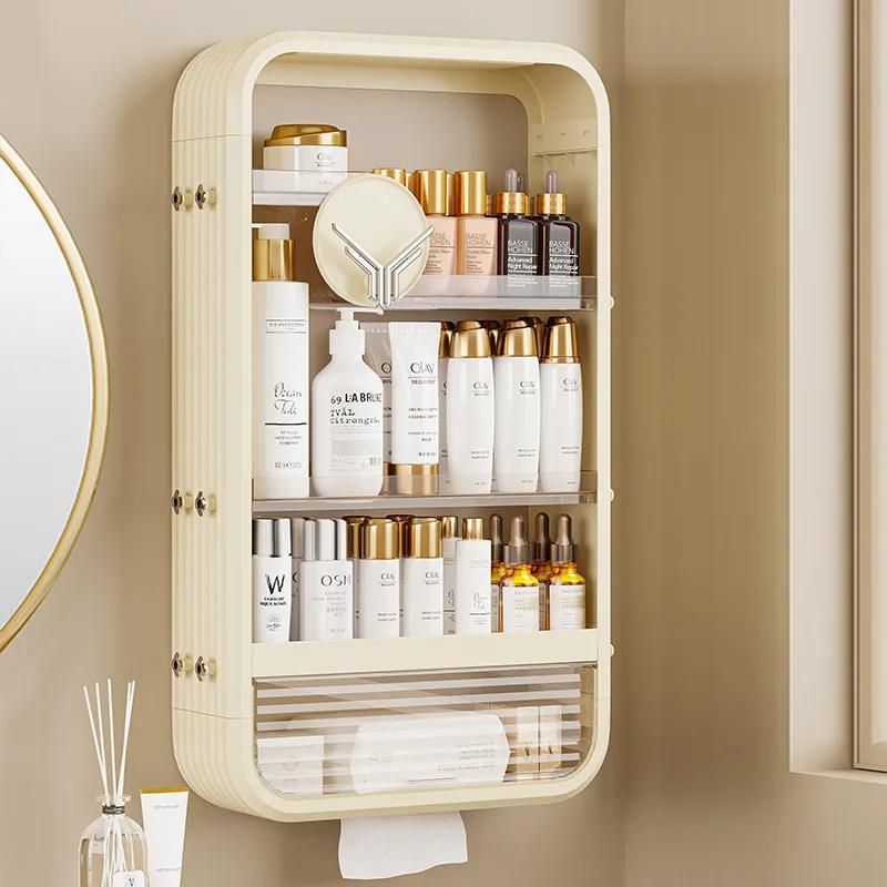 Non perforated kitchen storage rack multi-layer wall seasoning rack bathroom skincare product storage rack kitchen storage shelf