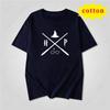 Minimalist Scissors Wine Glass Printed Short Sleeve Tshirt Line Pattern Unisex Casual Top