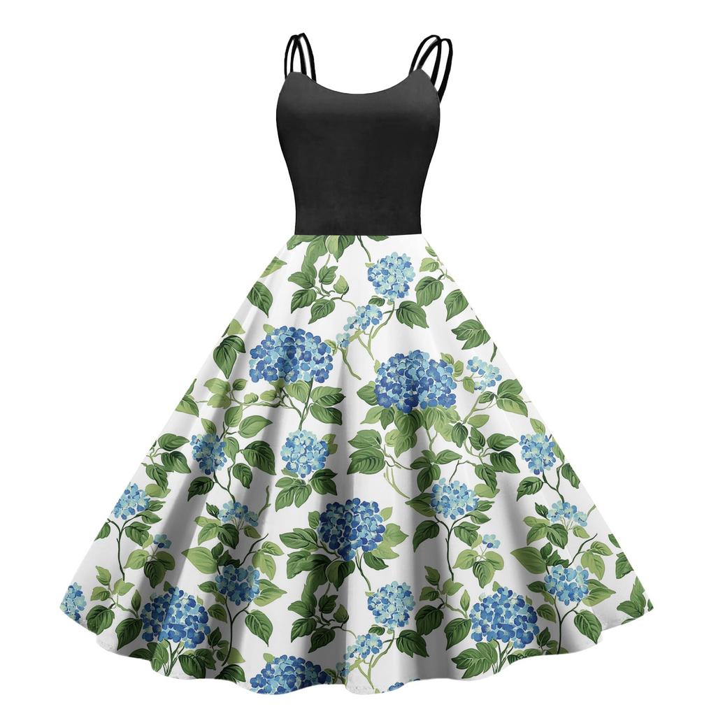 Women's Casual Fashion Print Sexy Off Shoulder Punk Retro Dress Retro Dress Dress