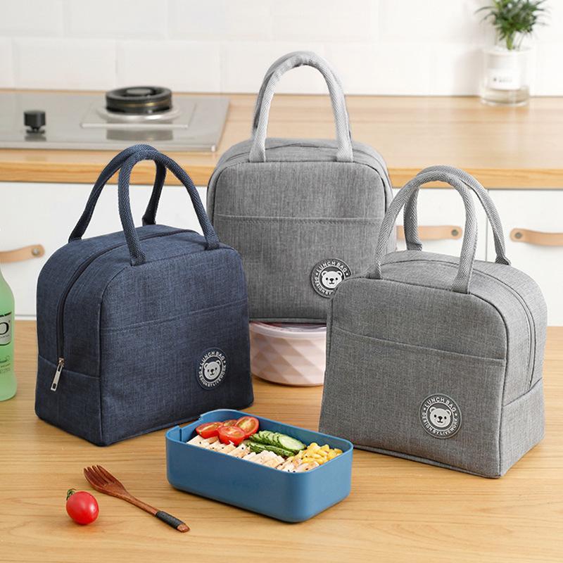 Keep Warm Cooler Lunch Box Portable Insulated Canvas Lunch Bag Thermal Food Picnic Lunch Bags For Women Kids KTY