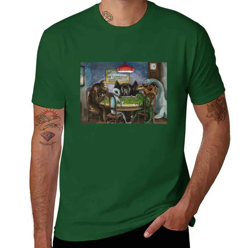 Cryptids playing poker TShirt quick drying anime t shirts men