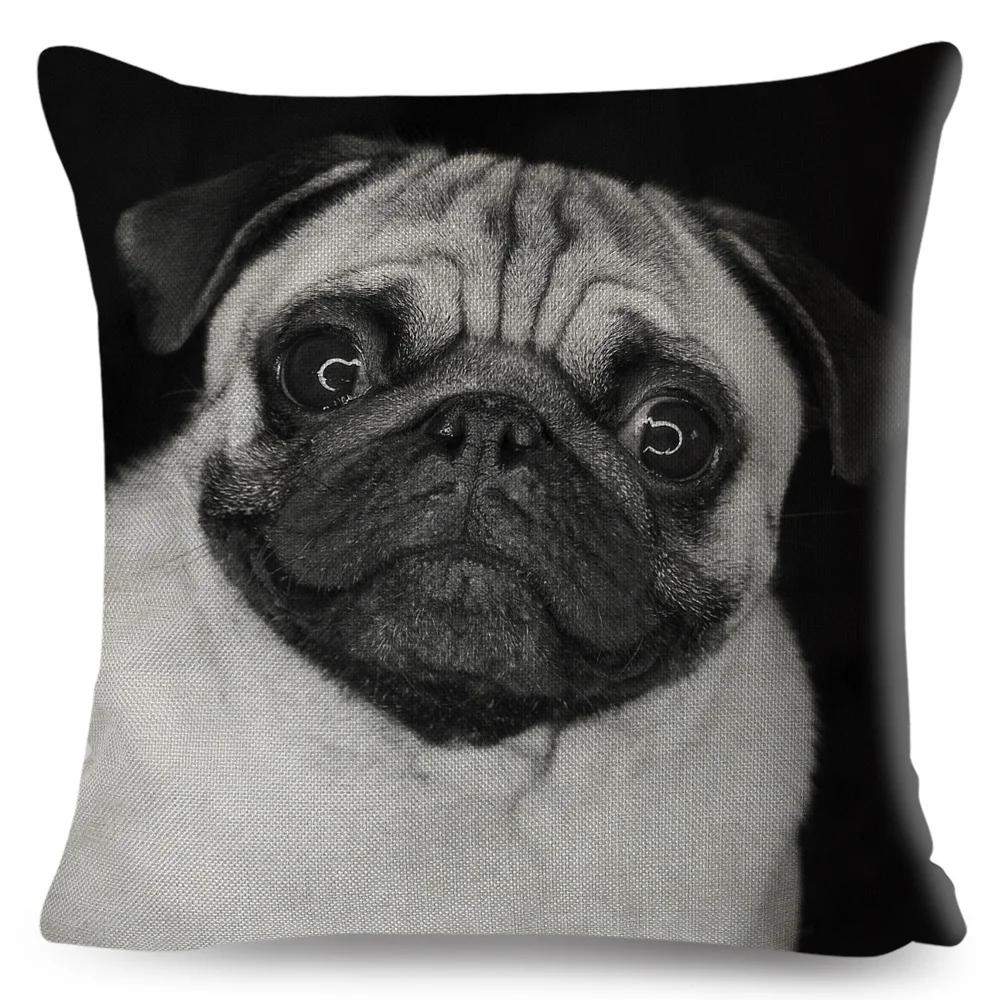 Both Sided Pug Dog Print Cushion Cover Decoration Pet Animal Pillow Case for Sofa Home Car Linen Pillowcase 45x45cm