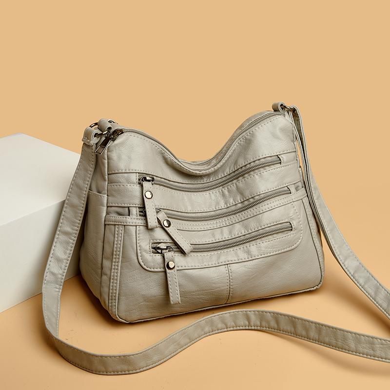 Women's Soft Leather Large Capacity Shoulder Bag Crossbody Bag for Middle-Aged Mother Bag