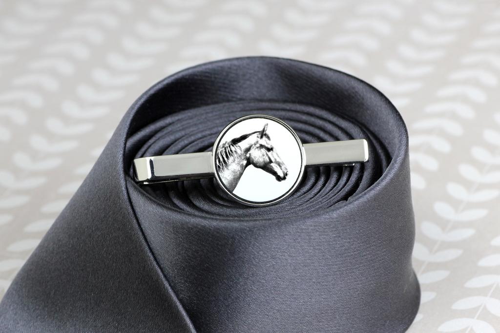 Selle Francais - tie clip with a horse, personalized tie clip, a unique gift for a man from the Art-Dog brand