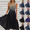Женское платье Шифоновое элегантное лоскутное платье Длинное платье без рукавов Вечернее платье