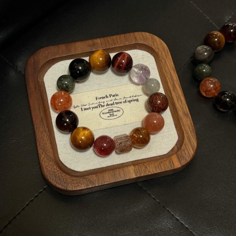 Bold Natural Tiger Eye Crystal Beaded Bracelet Men Women Fashion Jewelry