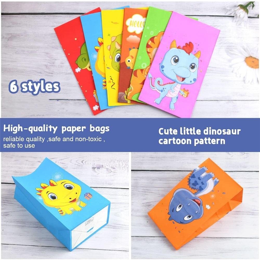 Подарочные пакеты, 24 упаковки бумажных пакетов для вечеринок с милыми наклейками, пакеты из крафт-бумаги для детских вечеринок, праздников, детских дней рождения, Хэллоуина