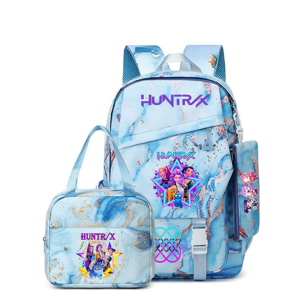 K-Pop Demon Hunter Girl Group Backpack Demon Boy Group Cartoon Anime Lunch Bag Pencil Case Three-Piece Set