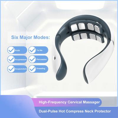 Электрический импульсный массажер для шеи и плеч, разминающий, 8 головок, магнитный импульс, нагрев, расслабление шейных позвонков, обезболивающий массажный инструмент