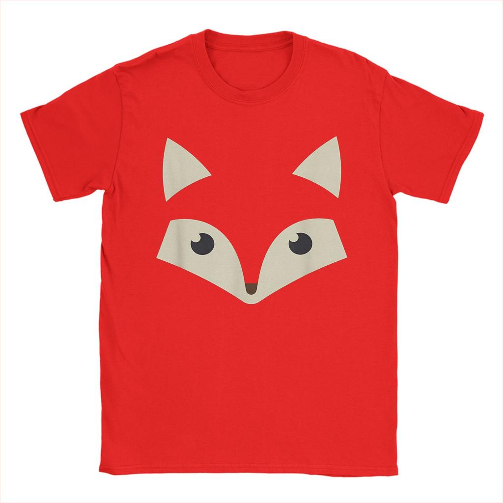 Cute Fox Face Halloween T-Shirt for Men  Casual Pure Cotton Tee Shirt Round Collar Short Sleeve T Shirt New Arrival Clothes