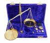 Vintage Gold Brass Jewellery Scale With Velvet Box & Complete Set Weight Balance
