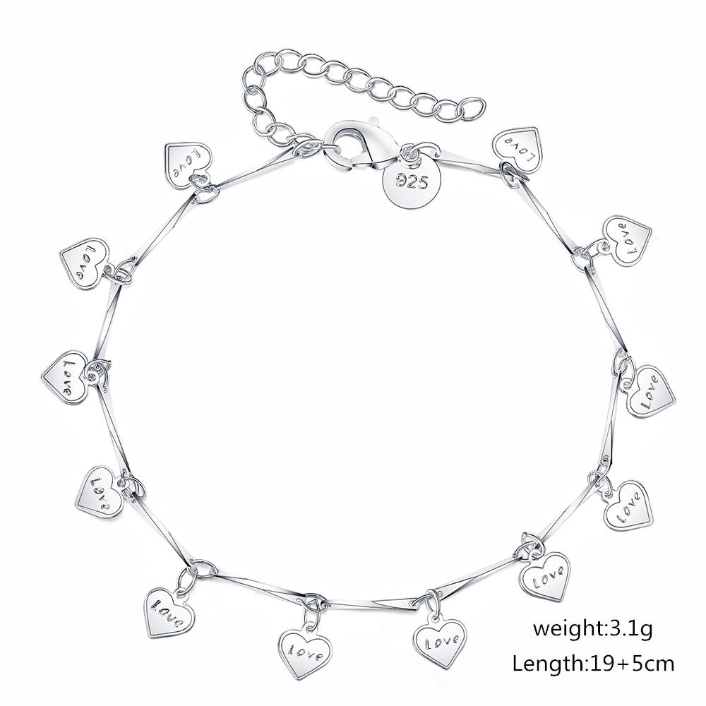 925 Sterling Silver Heart-shaped Bracelet Fashion Jewelry