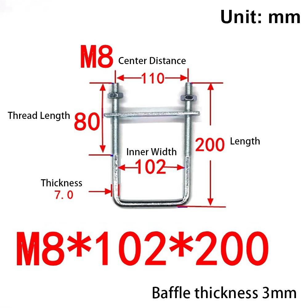 1 шт. с перегородкой U-образный хомут Оцинкованная углеродистая сталь Q235 Квадратный болт для квадратной трубы