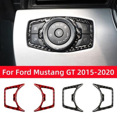 Для Ford Mustang GT 2015-2021 карбоновый чехол для переключателя фар автомобиля отделка наклейки декоративная рамка аксессуары для салона автомобиля