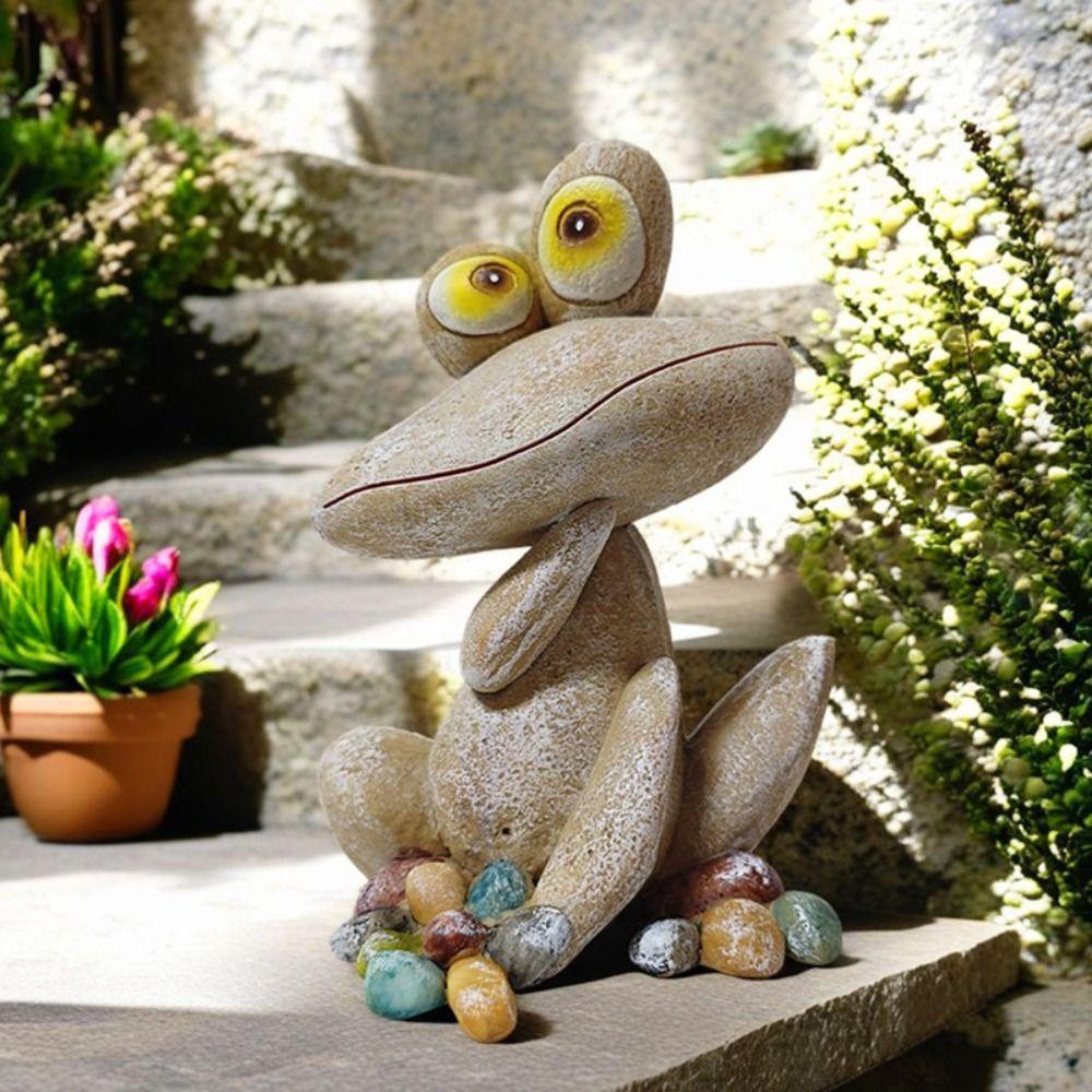 Мультяшная статуэтка лягушки Милое садовое украшение Садовое украшение Скульптура животного Дети