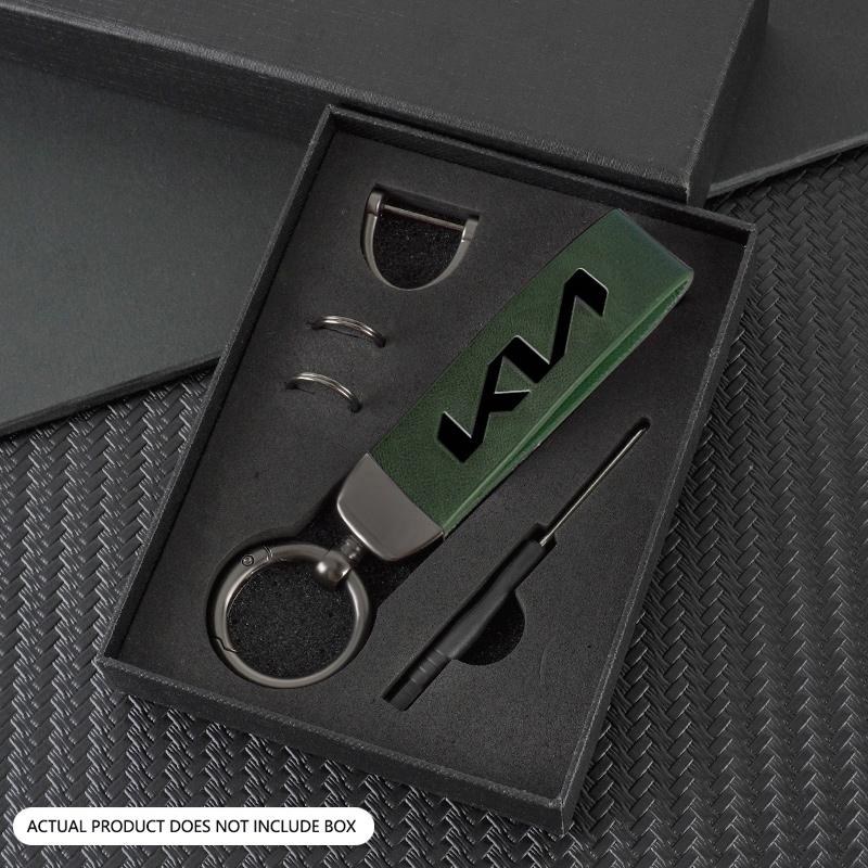 Metal Vintage Leather Car Logo Styling Keychain Key Ring For KIA Rio Ceed Sportage Cerato Soul Sorento Picanto Optima Accessory gbnkr30