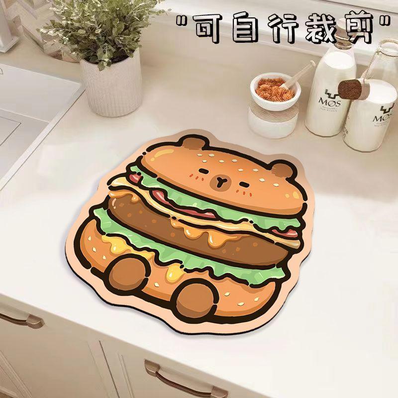 Мультяшный коврик на стол из диатомовой грязи, коврик для сушки кухонной столешницы, быстросохнущий коврик с защитой от ожогов и водопоглощением, износостойкий и грязеотталкивающий
