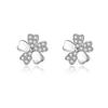 Umiwe Earrings Leave It On Ladies Second Piercing S925 Silver Compatible with Metal Allergies Smaller Platinum Plated Both Ears Cute Flower Earrings