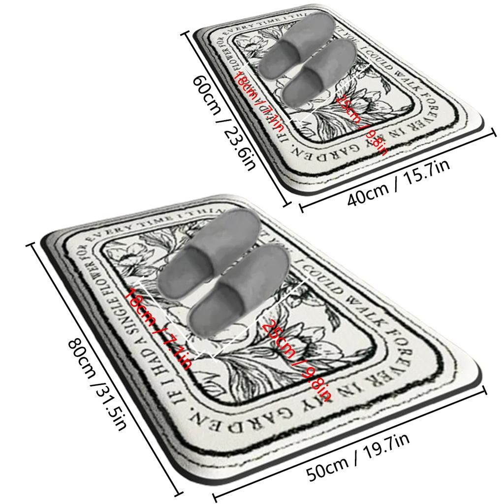 VIKAMA Modern Luxury Bathroom Mat Shower Room Absorbent Anti-Slip Foot Mat Soft Entrance Toilet Rug Home Decor