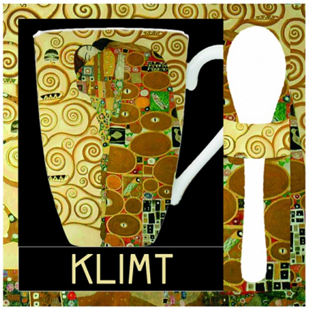 Les Trésors De Lily [R1992] - Porcelain Mug + Spoon 'Gustav Klimt' (Tree of Life) - 10. 5x8cm