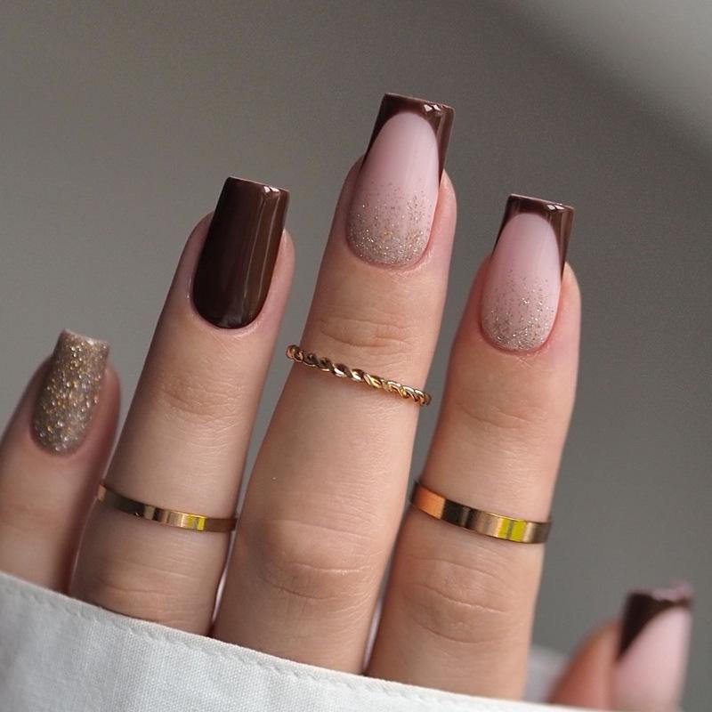 Европейские и американские градиентные персиковые балетные типсы для коротких ногтей