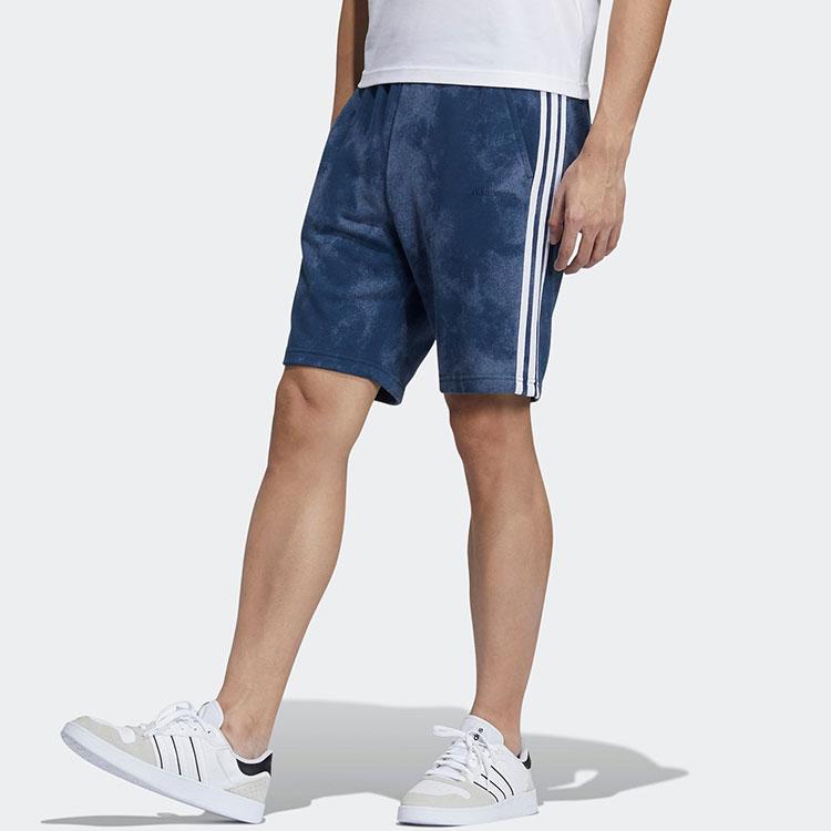 adidas Повседневные шорты Neo Tie-Dye с принтом в полоску и цветными блоками, мужские шорты темно-синего цвета GP5690