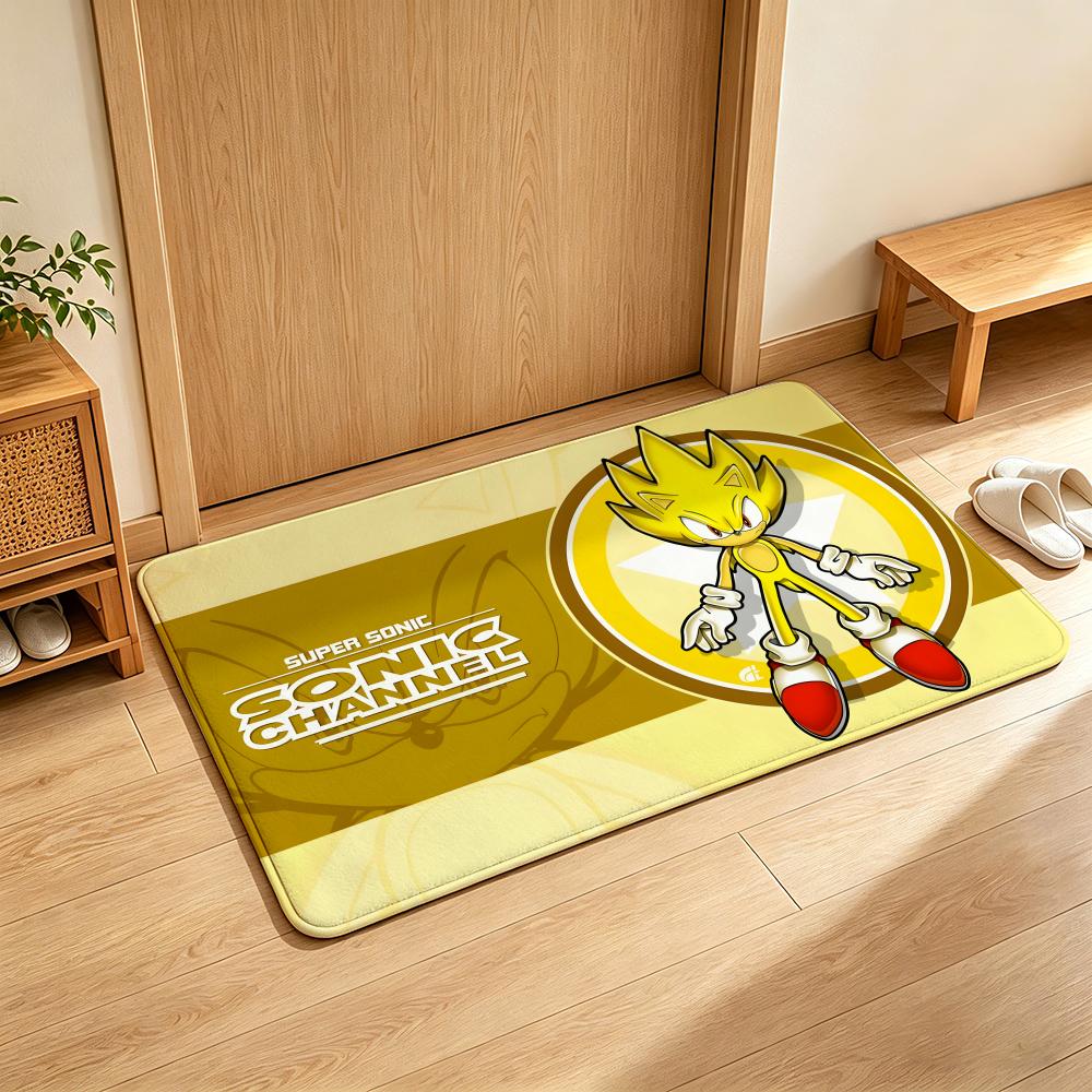 Game S-Sonic T-the H-Hedgehog Floor Mat Soft Flannel Floor Mat Suitable for Entryways, Living Rooms, Bedrooms, and Bathrooms