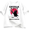 Взрослая футболка Catzilla King of Pawster для мужчин и женщин, забавная футболка с кошкой, футболка с котенком, с коротким рукавом, повседневная, мужская одежда, лето
