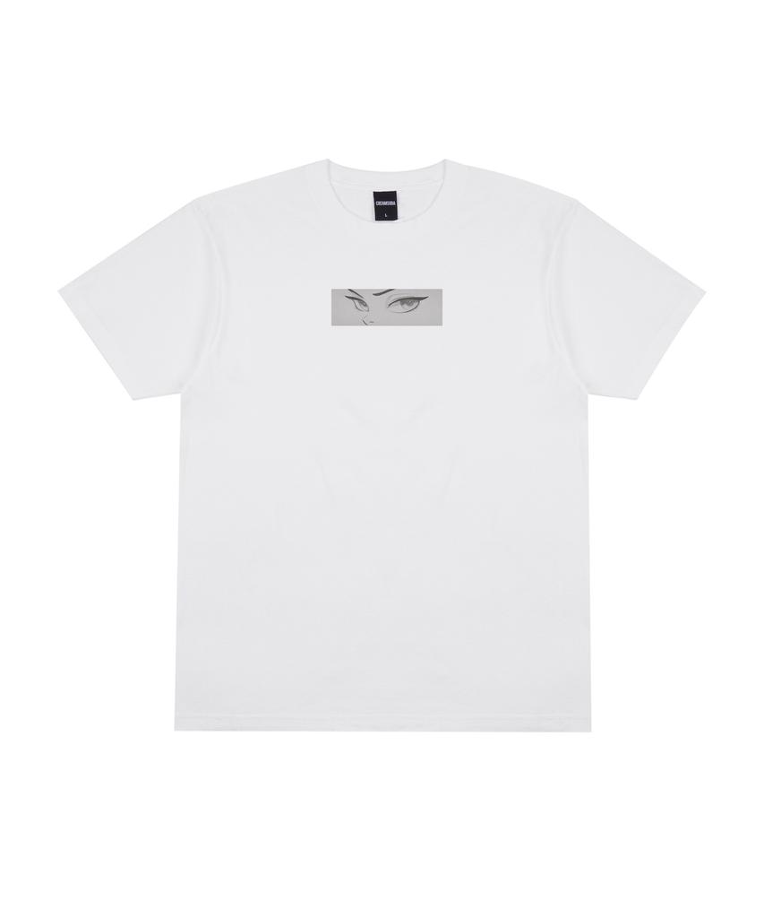 CREAM SODA LAB The Eyes Box Logo Short Sleeve T-Shirt White Gray