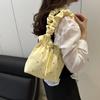 Large Capacity Pleated Tote Bag Versatile Drawstring Handbag Korean Nylon Shoulder Bag  Women's