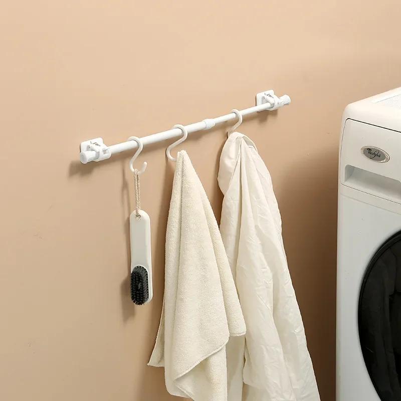 Пара крючков для карниза для штор, настенный самоклеящийся кронштейн, зажим для дверной телескопической штанги, липкий крючок, стойка для карниза для штор без перфорации