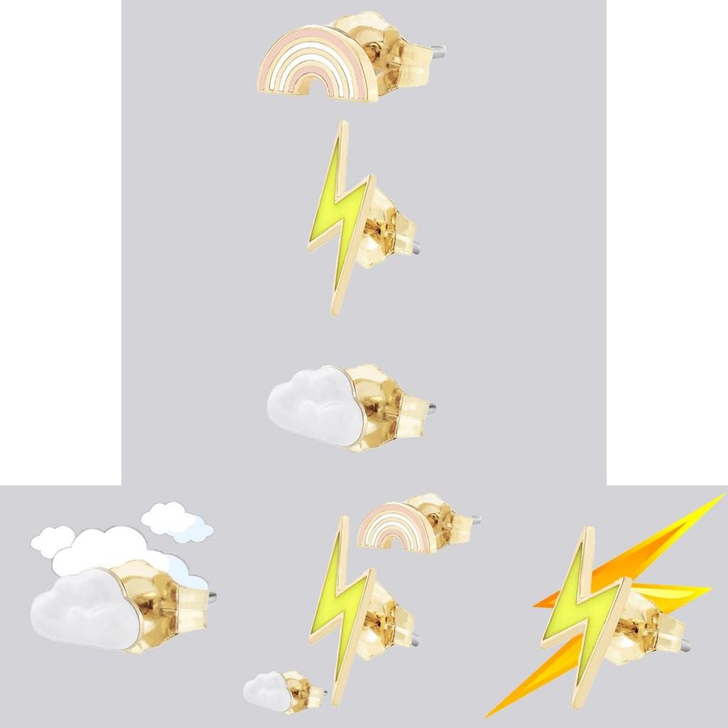 Трендовые серьги в виде облака с молнией и радугой, шикарные модные женские украшения из сплава