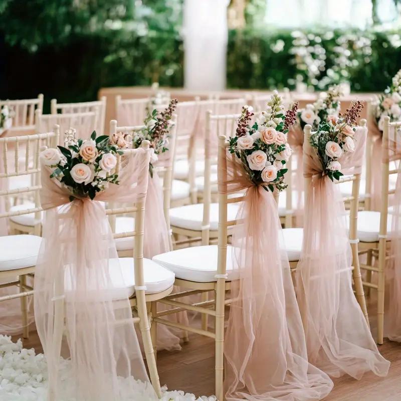 Тюль Ткань DIY Декор Свадебный Аксессуар XMS Вечеринка Мероприятие Прозрачная Сетка Ткань Элегантный Материал Дорожка на Стол Банты на Стулья Задник