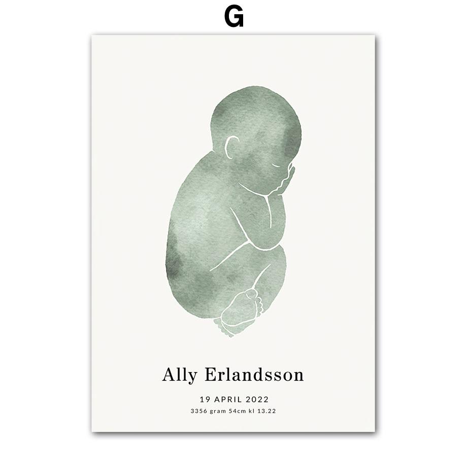 Новые детские следы, дата рождения, Баба, мама, индивидуальные настенные художественные холсты, картины, постеры и принты, декор для детской комнаты, фотографии