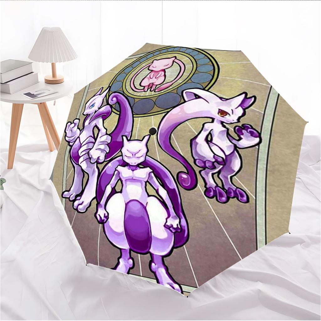 Mewtwo Pokemon Anti UV Umbrella Sun Protection Shade Umbrella Waterproof Windproof Outdoor Travel Parasol