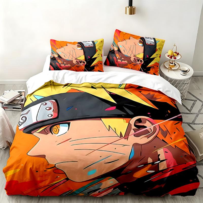 N-Narutos 3pc Set Perfect for Bedroom Use Comfortable Bedding Set Includes a Duvet Cover and Two Pillowcases Ideal Birthday or Christmas Gift