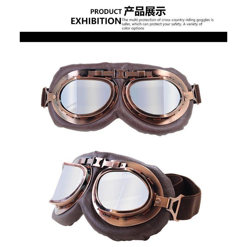 Vintage-Style Motorcycle Goggles Harley Riders Outdoor Cycling Windshield Eyewear With Helmet Compatibility