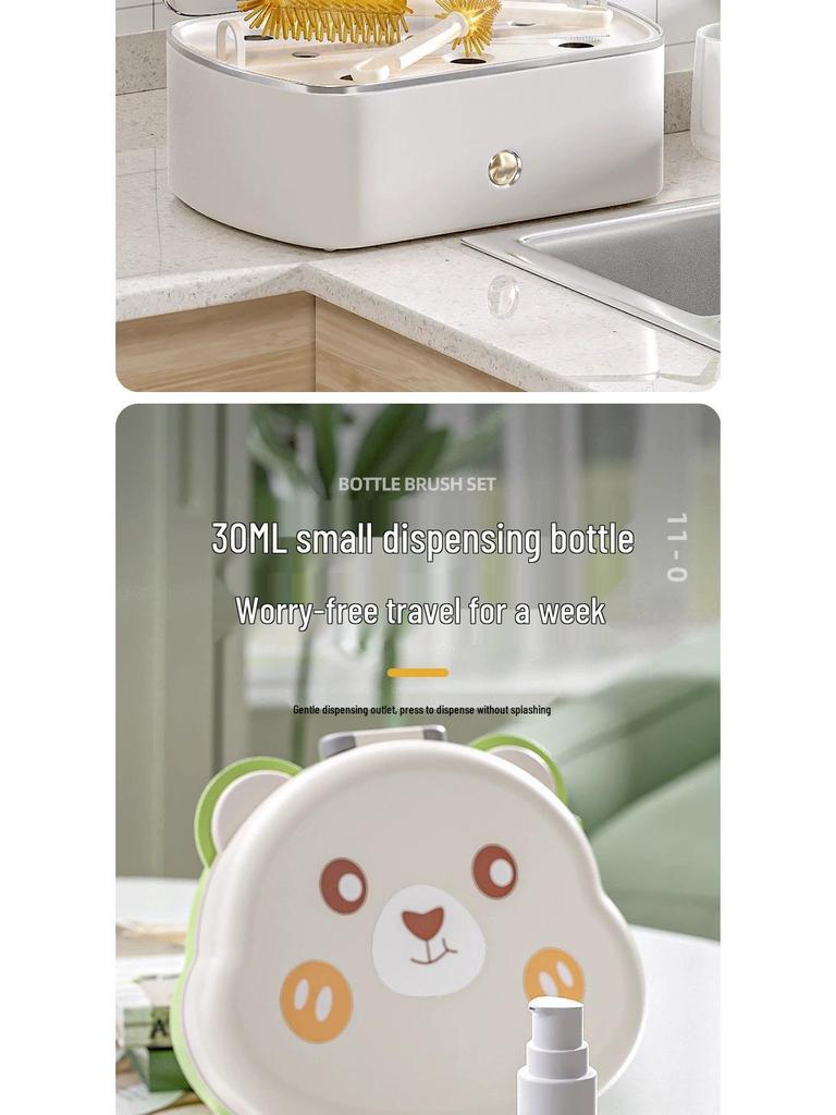 Портативный силиконовый набор для чистки детских бутылочек и сосок