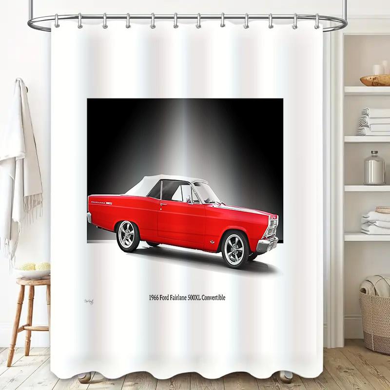 Винтажный 1966 Ford Fairlane 500Xl Кабриолет Классический Автомобиль Автомобильное Настенное Искусство Домашний Декор Занавеска для Душа
