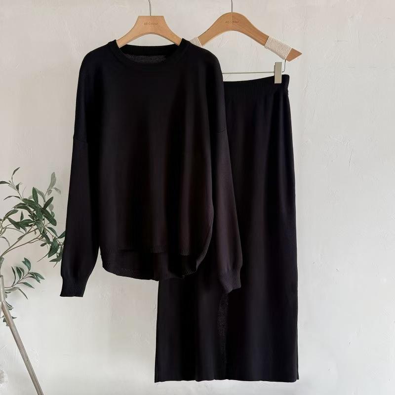 JKASHDK Женская мода повседневная весна осень однотонный принт длинный рукав О-образный вырез брюки брюки костюмы