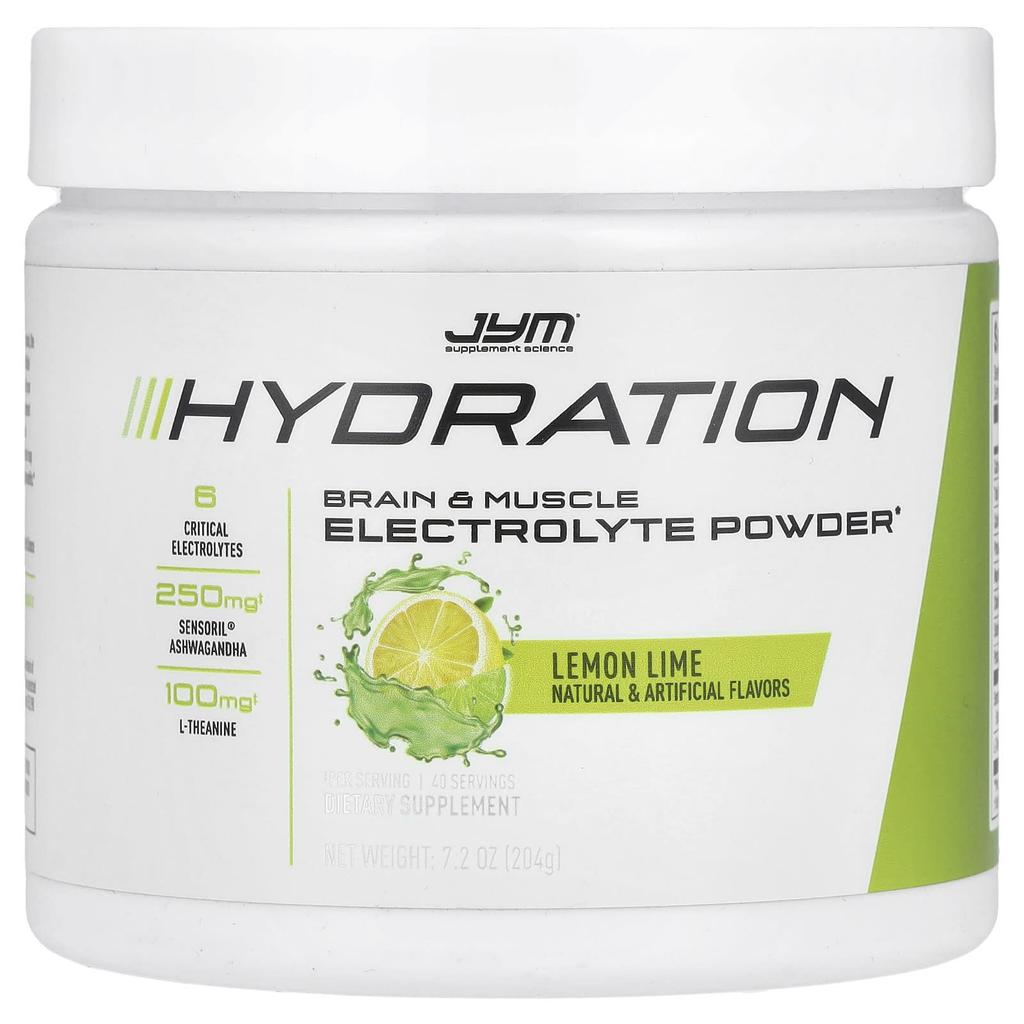 JYM Supplement Science Hydration, Electrolyte Powder, Lemon Lime, 7.2 Oz (204 G)