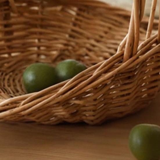 Корзина из ротанга с ручкой, садовая корзина, экологически чистая, тщательно сплетенная, универсальная, многоцелевая, плетеная корзина, корзина для хранения фруктов на пикнике