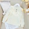 Teen Girls Thicken Shirt Autumn Winter New Children's Colthes White Lace Top Korean Princess Warm Pullover