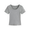 Round Neck Short-sleeved T-shirt for Women In Summer New Slim-fitting Slim Shoulder Base Shirt Niche Design Top