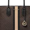 Michael Kors Эва Монограмма Логотип Полоска Цветовой Блок Холщовая Сумка-Тоут Женская тоут Темно-Коричневый 30T9GV0T7B-BLACK-CAMEL